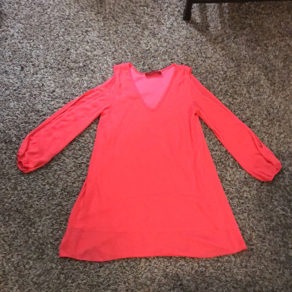 Akira Chicago Red Label cold shoulder pink dress